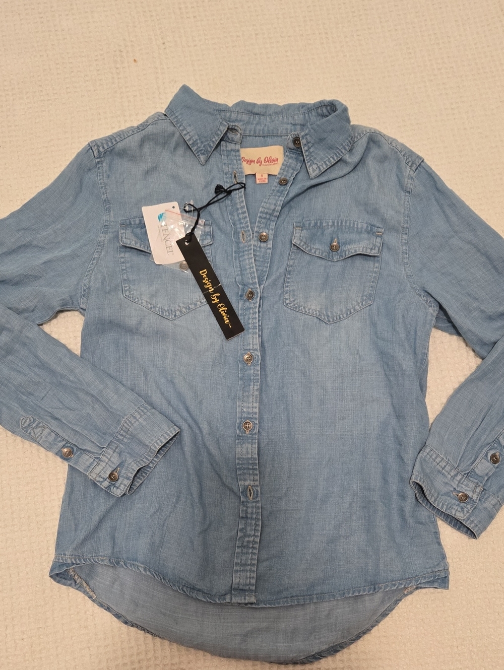 Light Wash Denim Button-Up Shirt - DESIGN BY OLIVIA